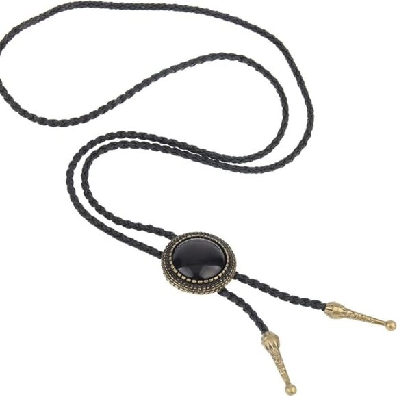 Other - Men's Bolo Tie Cowboy Necklace Leather Necktie Western Agate Bolo Tie